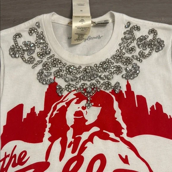 Alice + Olivia White Graphic Tank Top The Rolling Stones brand new with tags - Picture 15 of 15